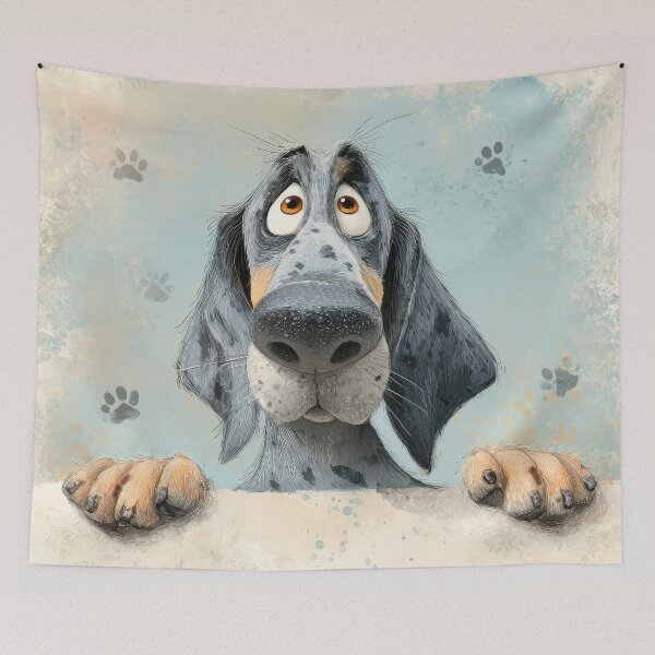 Item preview, Grand Bleu de Gascogne Peeking over Wall 02 designed and sold by Elisabeth Lucas.