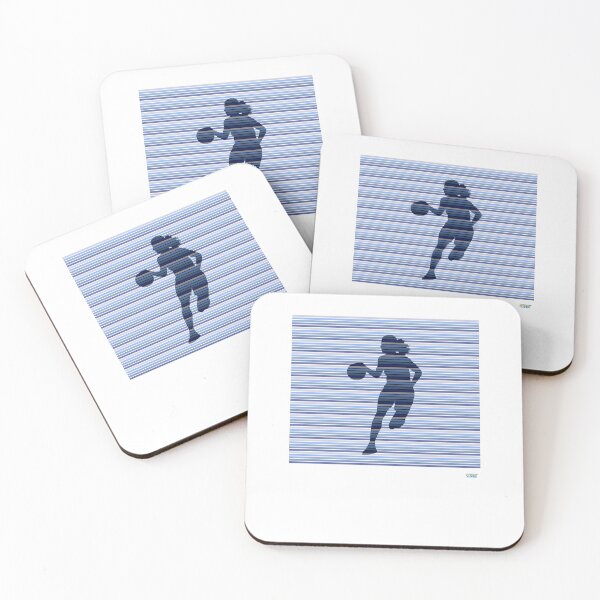 Item preview, HOOPER GIRL with handles. Blue stripes: Retro abstract basketball shirt designed and sold by SlanTee.