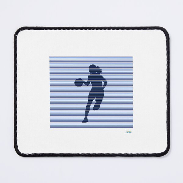 Item preview, HOOPER GIRL with handles. Blue stripes: Retro abstract basketball shirt designed and sold by SlanTee.