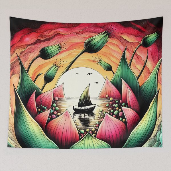 Item preview, Flower Boat, Ai Generated Art  designed and sold by ACC .