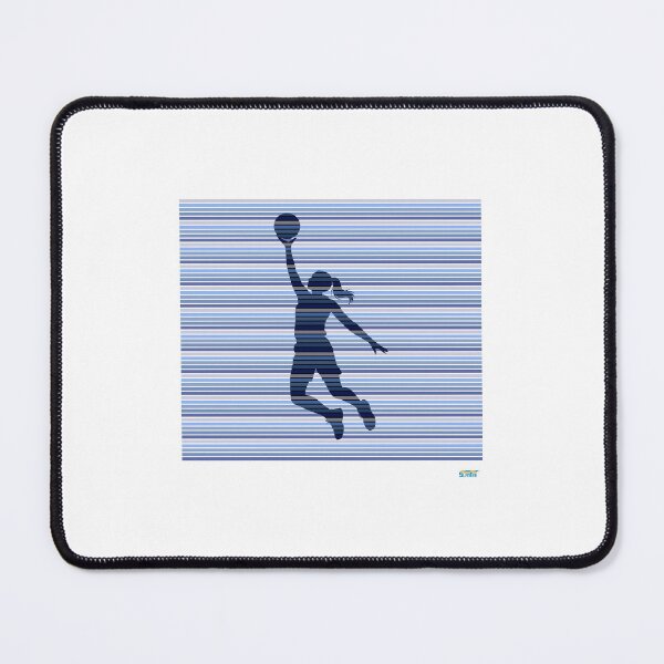 Item preview, Hooper girl layup. Blue stripes: Retro abstract basketball shirt designed and sold by SlanTee.
