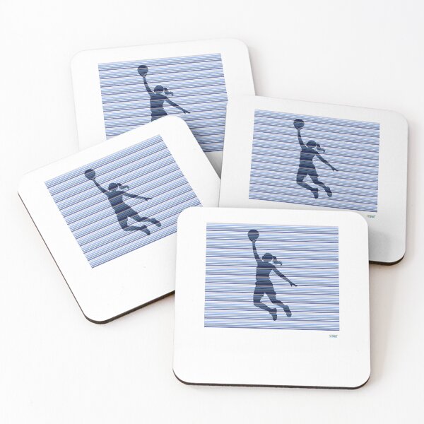 Item preview, Hooper girl layup. Blue stripes: Retro abstract basketball shirt designed and sold by SlanTee.