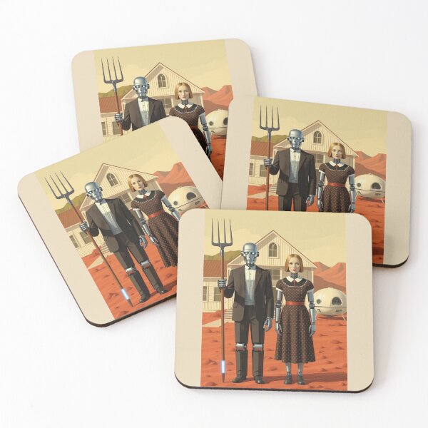 Item preview, "American Gothic Bots on Mars" designed and sold by TheWonkyEaselCo.