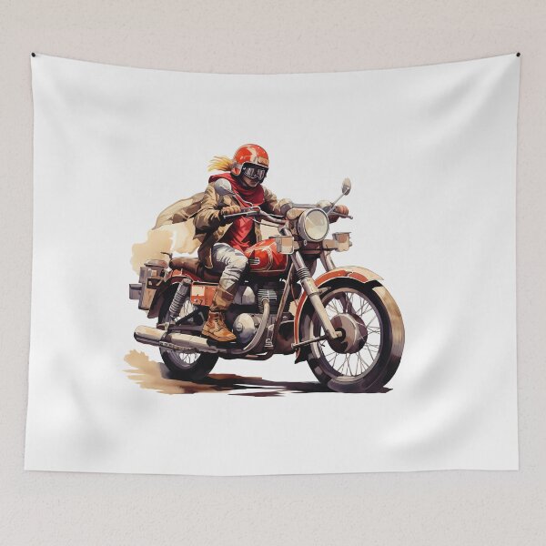 Item preview, Retro Adventurer Motorcycle Rider – Vintage Biker Illustration designed and sold by DesignArtist.ia.