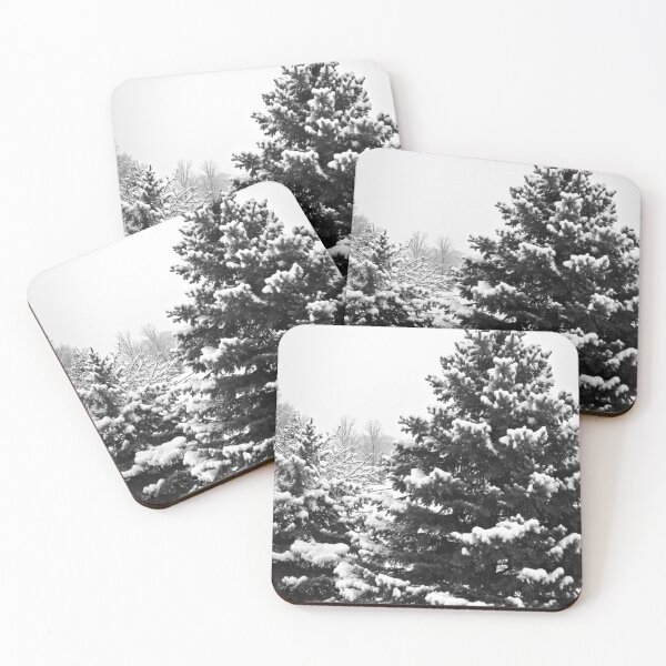 Item preview, Snow Covered Evergreen Trees in Black and White designed and sold by WD-Artist.