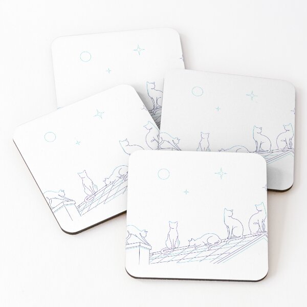 Item preview, five cats on the roof line art designed and sold by Nikoleta Vukovic.