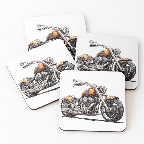 Item preview, Custom Orange Chopper Motorcycle – Detailed Biker Illustration designed and sold by DesignArtist.ia.