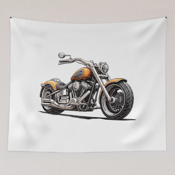 Item preview, Custom Orange Chopper Motorcycle – Detailed Biker Illustration designed and sold by DesignArtist.ia.