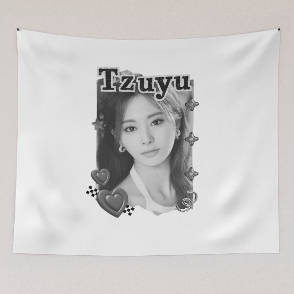 Item preview, TWICE Tzuyu Kpop Girl group K-music south korean girl group Black and White Collage Digital Art Portrait designed and sold by AJUNICE STUDIO.