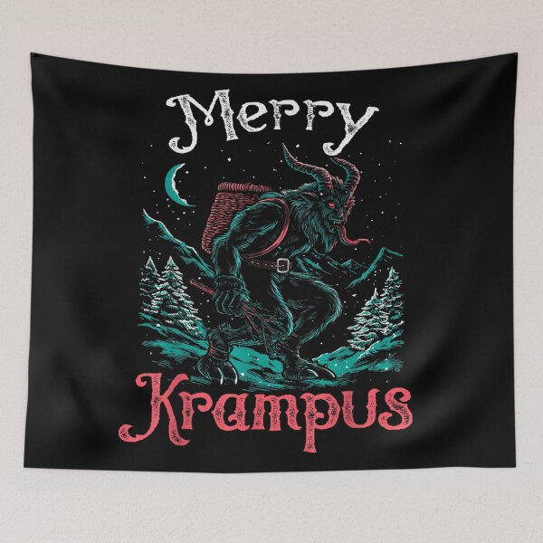 Item preview, Merry Krampus Demon Figure Holiday Mountain Winter Folklore Creature Art designed and sold by LizzyKeiko.