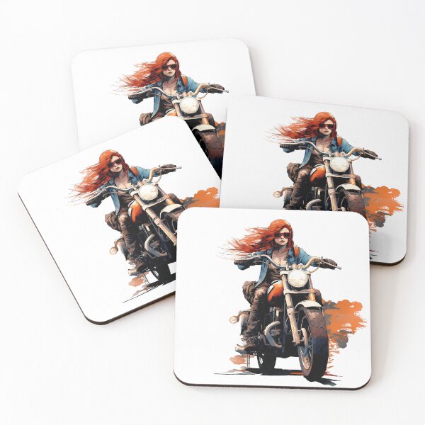 Item preview, Female Biker Riding Motorcycle – Bold Rider Illustration designed and sold by DesignArtist.ia.
