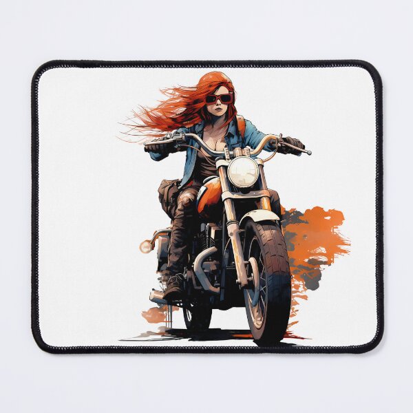 Item preview, Female Biker Riding Motorcycle – Bold Rider Illustration designed and sold by DesignArtist.ia.