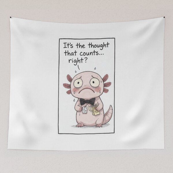 Item preview, Funny Anxious Axolotl Gift – Relatable Christmas Cartoon Art designed and sold by MadeByACJ.