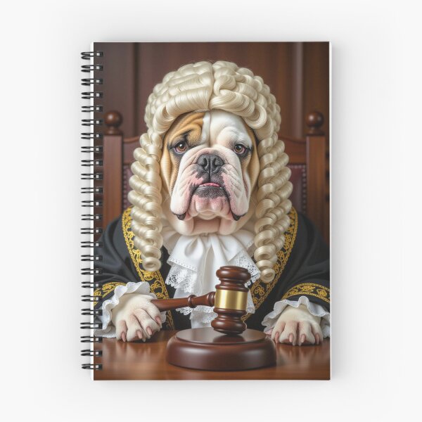 Item preview, Bulldog Judge in Court – Hilarious Dog Portrait in Wig and Robes designed and sold by TheWonkyEaselCo.