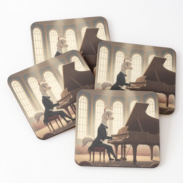 Item preview, llama in tailcoat is playing piano designed and sold by Nikoleta Vukovic.