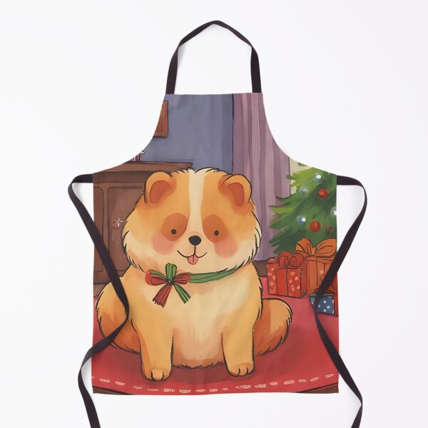 Item preview, Cute Fluffy Dog Sitting by Christmas Tree with Gifts designed and sold by Midnight Project.