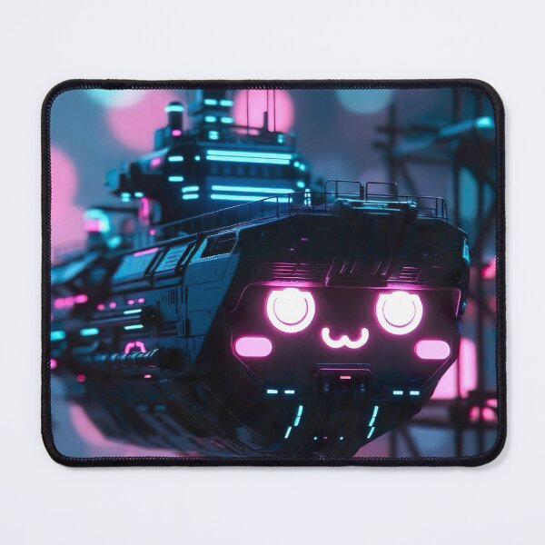 Item preview, Cyberpunk Kawaii Hover Battleship – Neon Night Cruiser designed and sold by NordseeSteel.