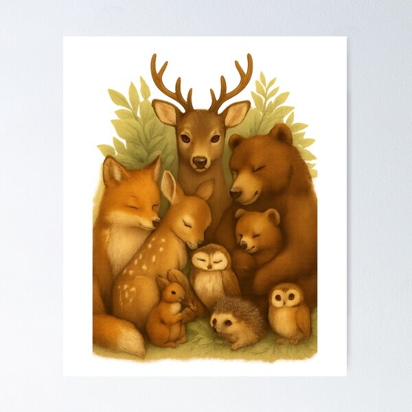 Item preview, Cozy Woodland Animals Illustration designed and sold by MIArt Studio.