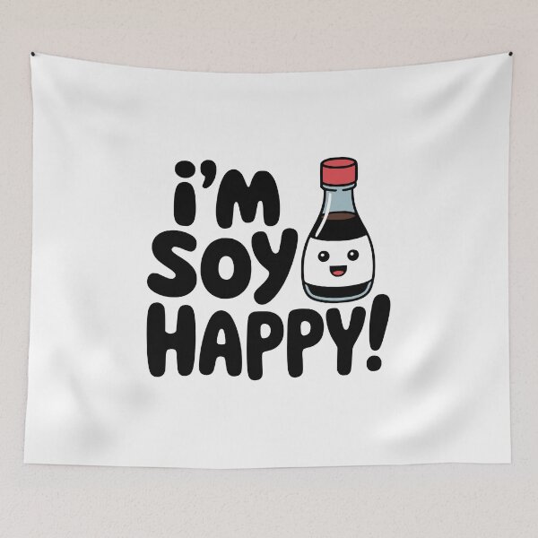 Item preview, I'm Soy Happy! Cute Soy Sauce Pun designed and sold by PMCreative.