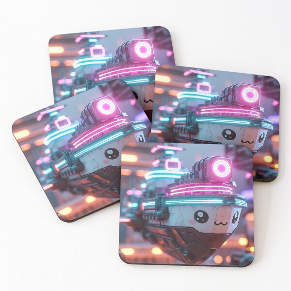 Item preview, Cyberpunk Kawaii Hover Tugboat – Neon Night Smiley designed and sold by NordseeSteel.