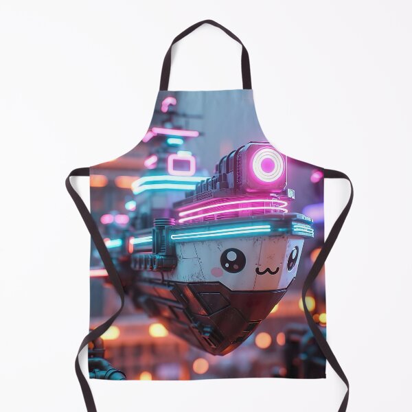 Item preview, Cyberpunk Kawaii Hover Tugboat – Neon Night Smiley designed and sold by NordseeSteel.