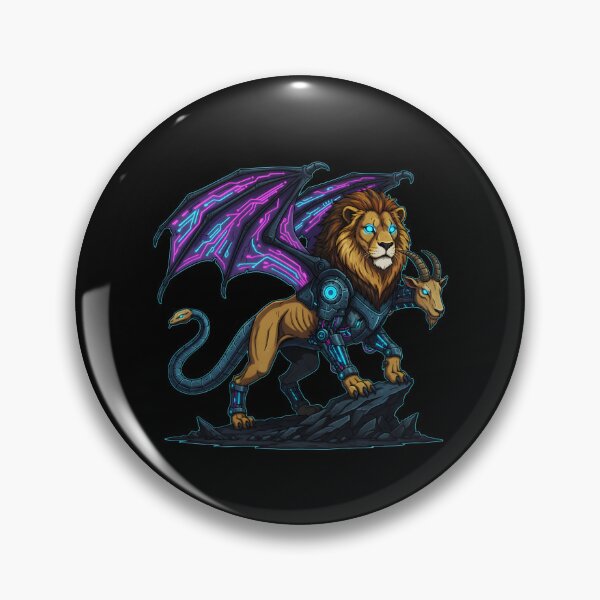 Item preview, Cyberpunk Chimera Beast - Mecha Lion Goat Snake Hybrid designed and sold by Dakson Design - Fantasy Art.