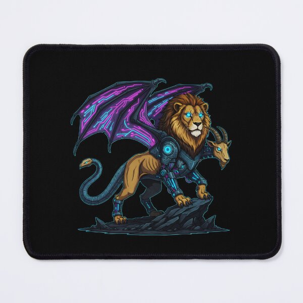 Item preview, Cyberpunk Chimera Beast - Mecha Lion Goat Snake Hybrid designed and sold by Dakson Design - Fantasy Art.