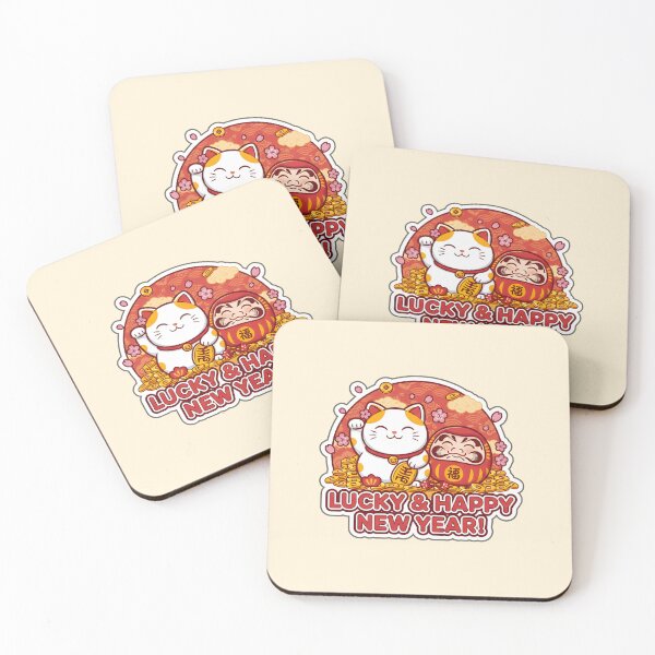 Item preview, Happy New Year Maneki Neko and Daruma – Cute Lucky Cat New Year 2026 Design designed and sold by Nuist25.