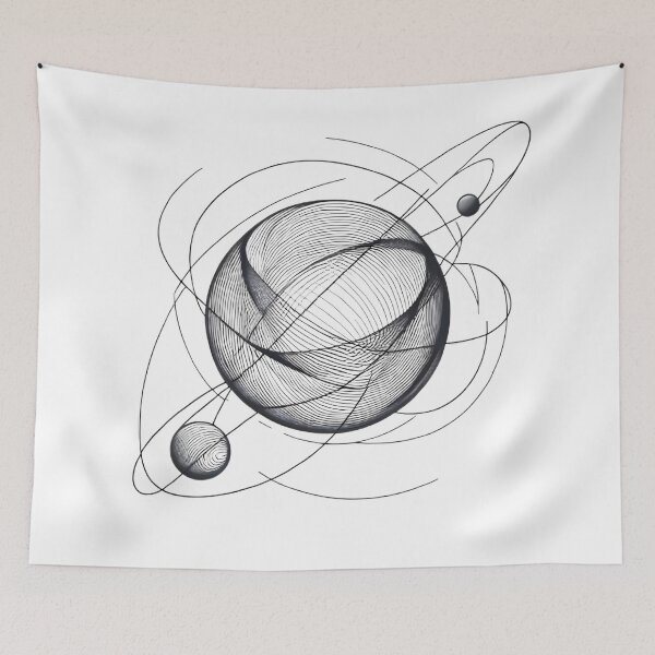 Item preview, Abstract Geometric Planets Orbit Line Art designed and sold by thenextstepua.