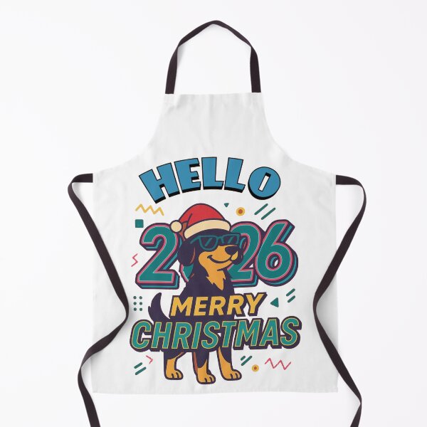 Item preview, Hello 2026 Merry Christmas – Cool Dog in Sunglasses Cartoon Art designed and sold by BhumiBliss.