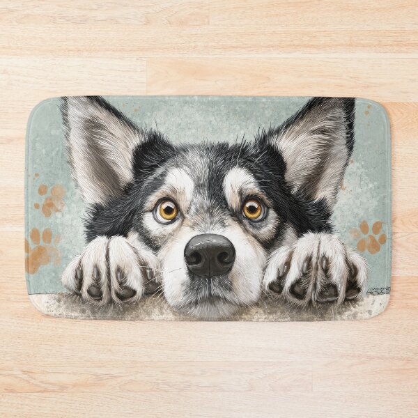 Item preview, Greenland Dog Peeking over Wall 01 designed and sold by Elisabeth Lucas.