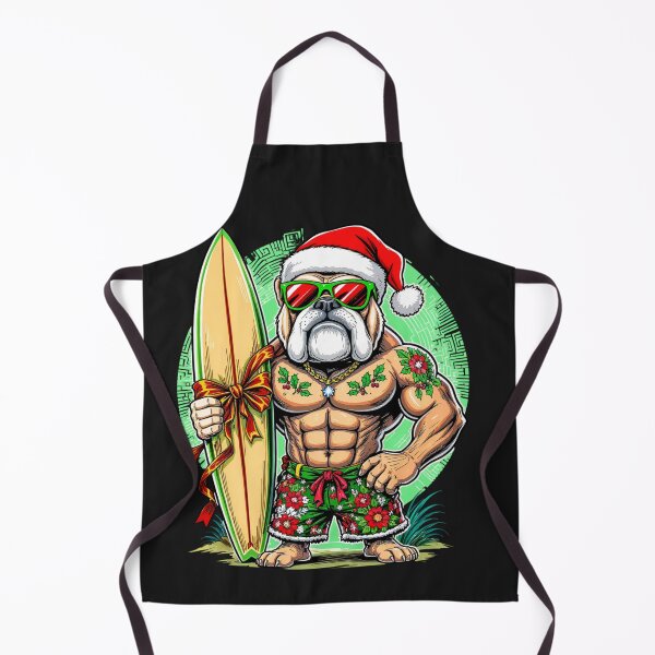 Item preview, Santa Surfer Bulldog | Christmas Beach Pup designed and sold by ColorSplash123.