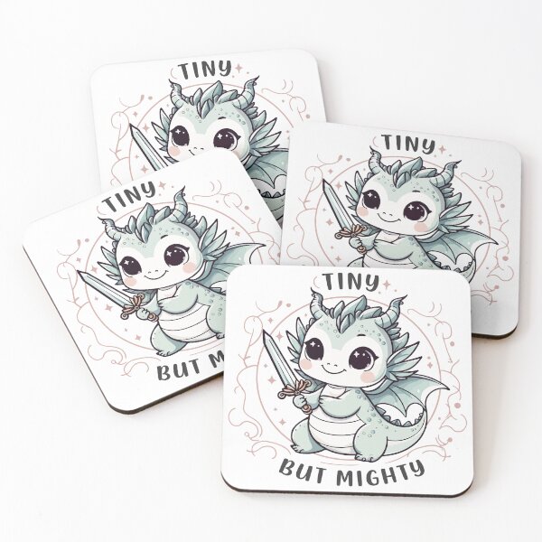 Item preview, Tiny But Mighty – Cute Chibi Baby Dragon Kawaii Sword Illustration designed and sold by Design-Pro-21.