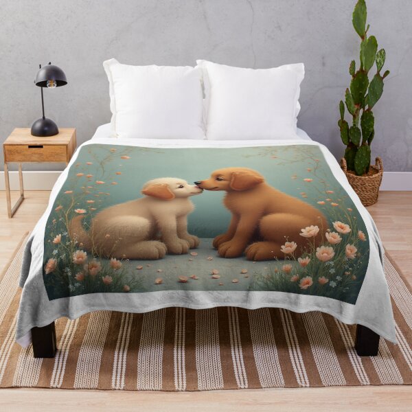 Item preview, Puppy Love: Golden Retriever & Cream Dog Kiss | Sweet Pet Romance designed and sold by Satpura punti baba .