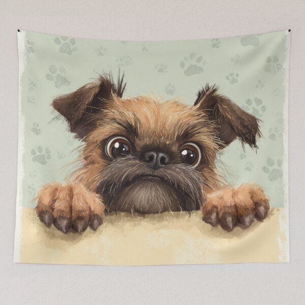 Item preview, Griffon Bruxellois Peeking over Wall 01 designed and sold by Elisabeth Lucas.