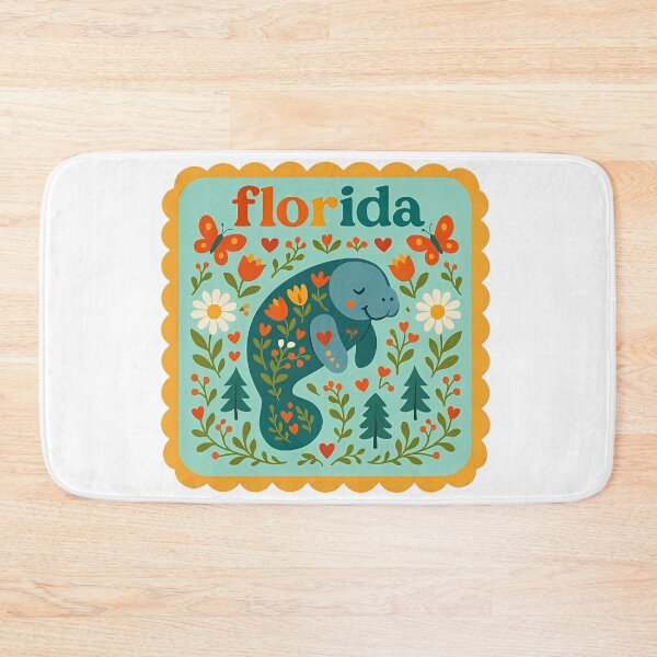 Item preview, Florida Manatee Resting Amongst Flowers – Hope for Wildlife Scandinavian Folk Art by heidiannemorris © designed and sold by FOLK ART FUSION by heidiannemorris.