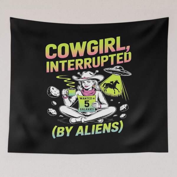 Item preview, cosmic cowgirl - space cowgirl - galactic cowgirl - surreal western - cowboy spacecore - cosmic rodeo - laser lasso - outlaw cowgirl - alien rodeo - neon cowgirl - women’s sci-fi - space aesthetic designed and sold by JansenGS.