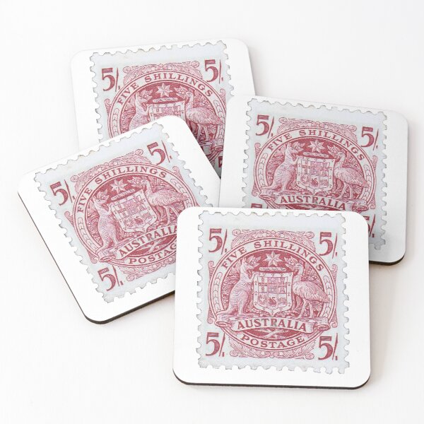 Item preview, Vintage Red Australian Five Shilling Postage Stamp designed and sold by red-amber65.