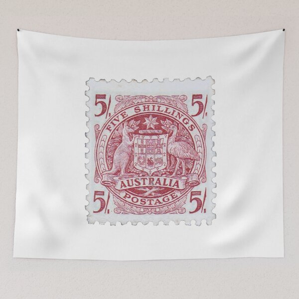 Item preview, Vintage Red Australian Five Shilling Postage Stamp designed and sold by red-amber65.