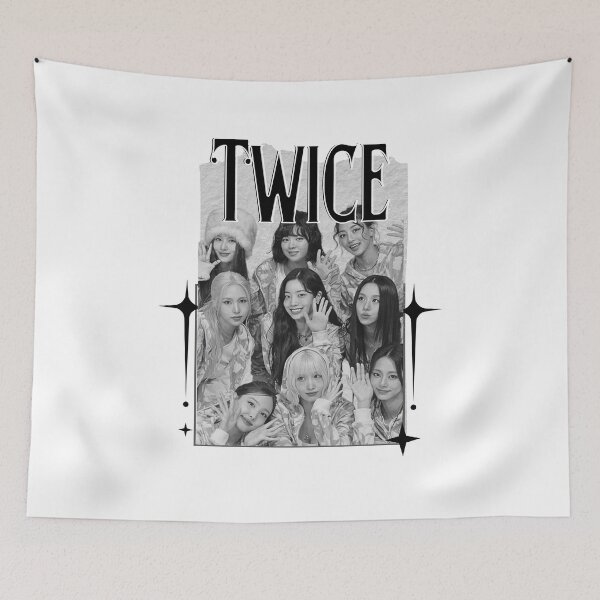 Item preview, TWICE Kpop Girl Group B N W Collage Design K-music south korean Scrapbook Collage Cozy Y2K Vintage Design designed and sold by HELL0WBELLO.