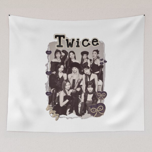 Item preview, TWICE Kpop Girl Group Golden Collage Design K-music south korean Scrapbook Collage Cozy Y2K Vintage Design designed and sold by HELL0WBELLO.