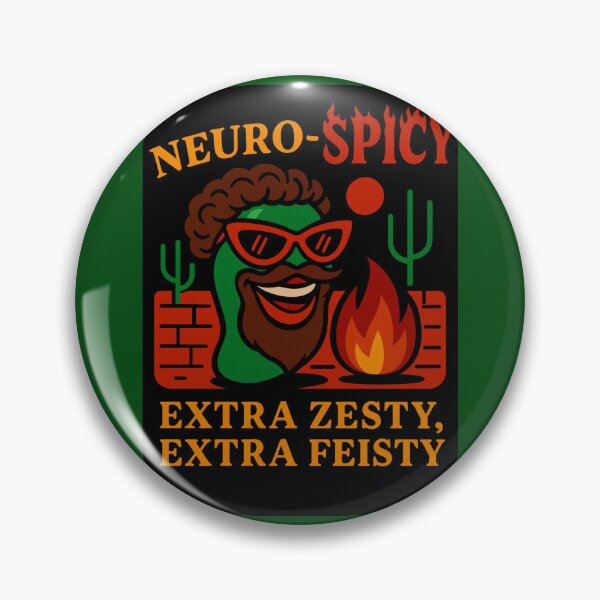 Item preview, NEURO-SPICY EXTRA ZESTY EXTRA FEISTY, GREEN JALAPENO SHORT CURLY BROWN HAIR MUSTACHE BEARD designed and sold by spectrum_tech_trade_school_village_and_training_center.