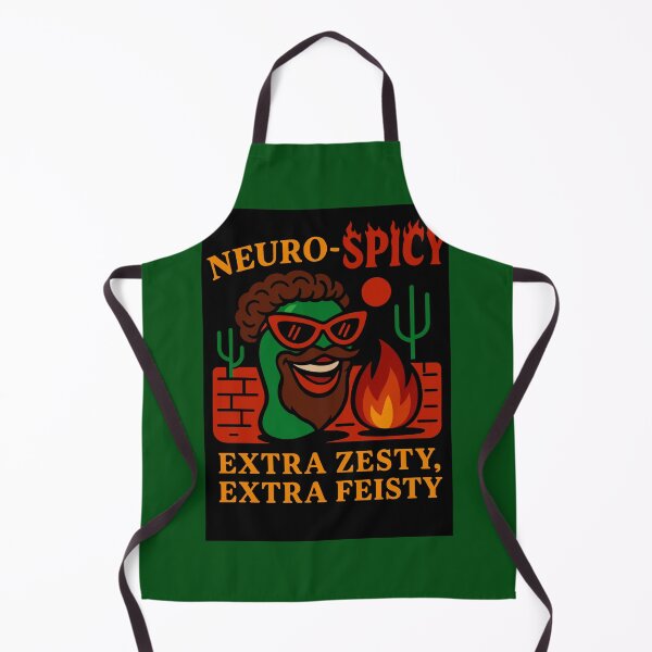 Item preview, NEURO-SPICY EXTRA ZESTY EXTRA FEISTY, GREEN JALAPENO SHORT CURLY BROWN HAIR MUSTACHE BEARD designed and sold by spectrum_tech_trade_school_village_and_training_center.