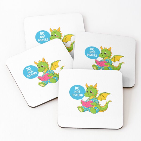 Item preview, A dragon in pajamas reading a book with "Do Not Disturb" sign designed and sold by STICKERS FOR SALE NOW.