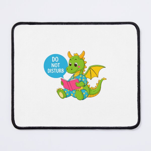 Item preview, A dragon in pajamas reading a book with "Do Not Disturb" sign designed and sold by STICKERS FOR SALE NOW.