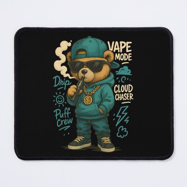 Item preview, Street Vape Bear – Teal Urban Graffiti Style Illustration designed and sold by House of Taste Vape Designs.