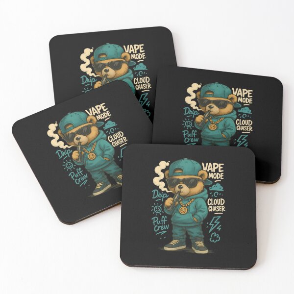 Item preview, Street Vape Bear – Teal Urban Graffiti Style Illustration designed and sold by House of Taste Vape Designs.