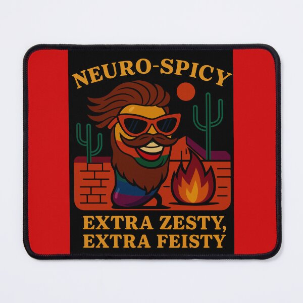 Item preview, NEURO-SPICY EXTRA ZESTY EXTRA FEISTY, RAINBOW JALAPENO SHORT BROWN HAIR MUSTACHE BEARD designed and sold by spectrum_tech_trade_school_village_and_training_center.