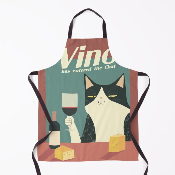 Item preview, Vino Has Entered the Chat | Cat Wine Poster Print designed and sold by Pulau Kreasi.