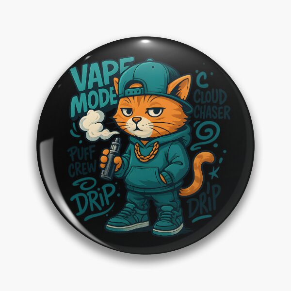 Item preview, Street Vape Cat – Teal Graffiti Style Urban Illustration designed and sold by House of Taste Vape Designs.